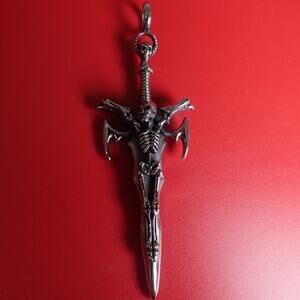 DP-1148 AAB Style — Stainless Steel Large Spade with Skull Crucifix Pendant